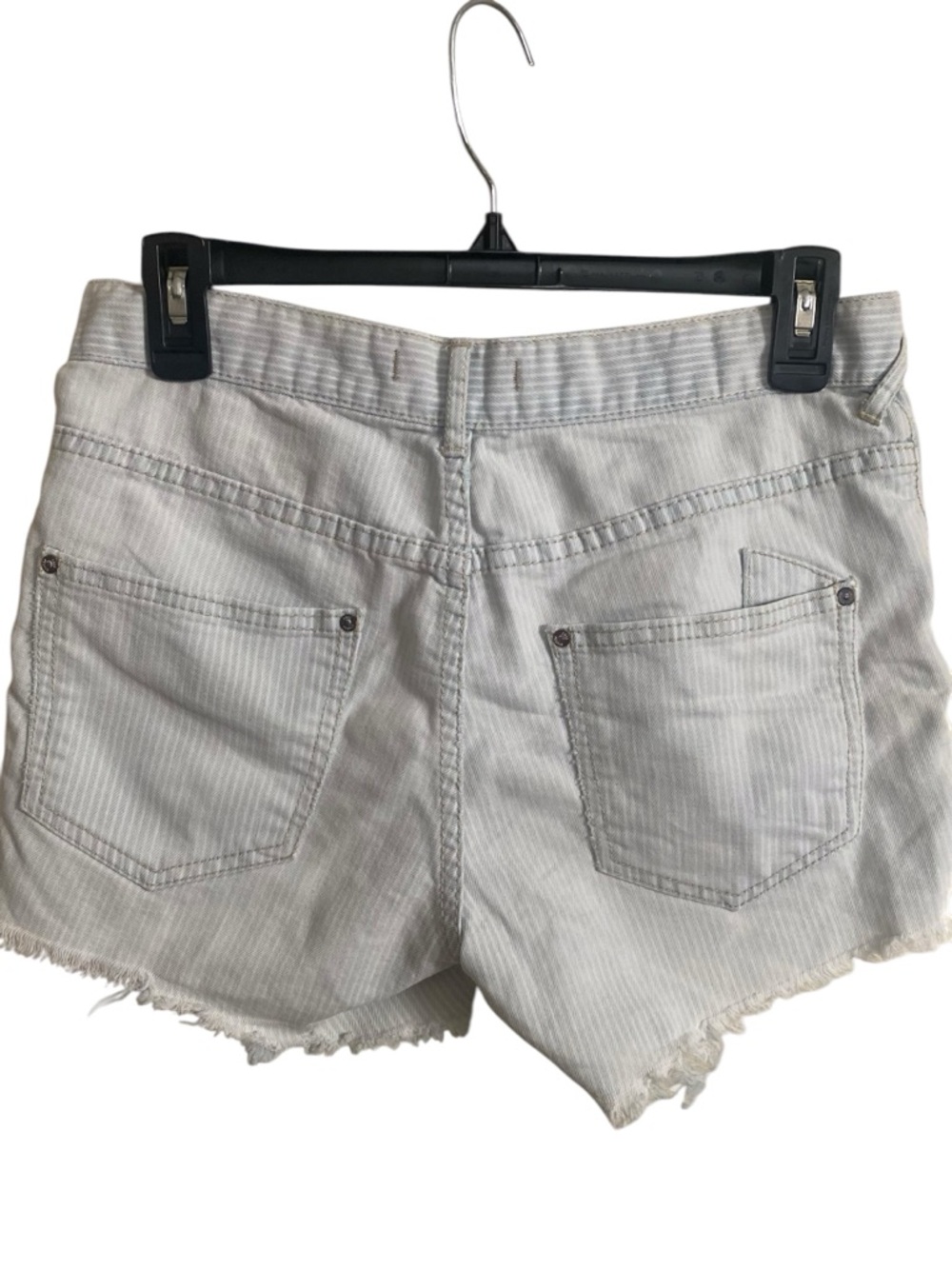Free People Light Blue White Stripes Frayed Hem Denim Shorts - Casual Sz 25 - Picture 9 of 13